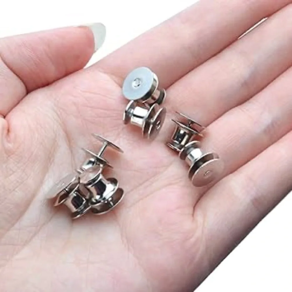 10 Silver Button Tack Pins Set to Adjust Pants